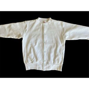 Vintage 90s Champion Reverse Weave Snap Button Sweatshirt Mens XL White USA Made